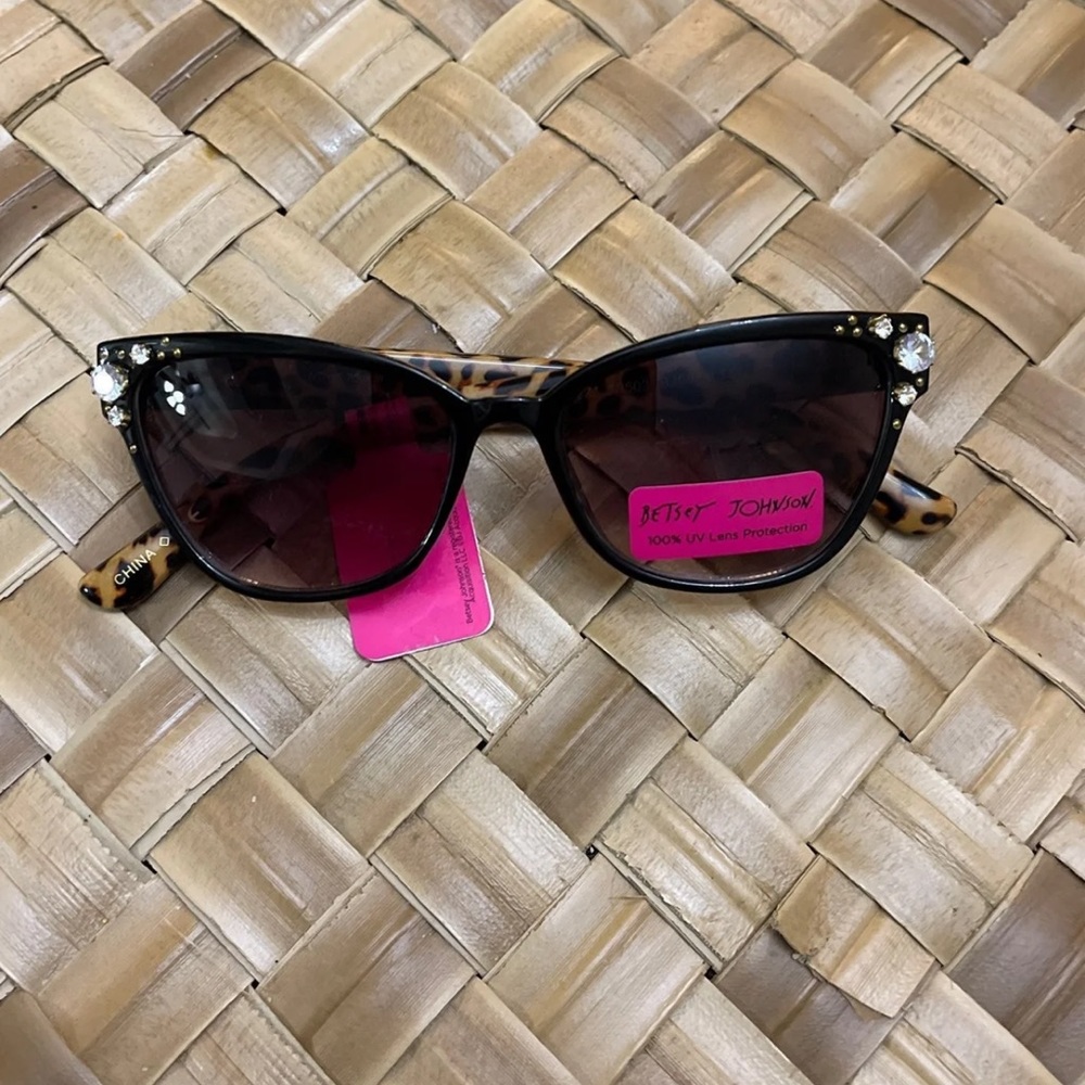 Betsey Johnson Sunglasses with Rhinestone and Leopard accents